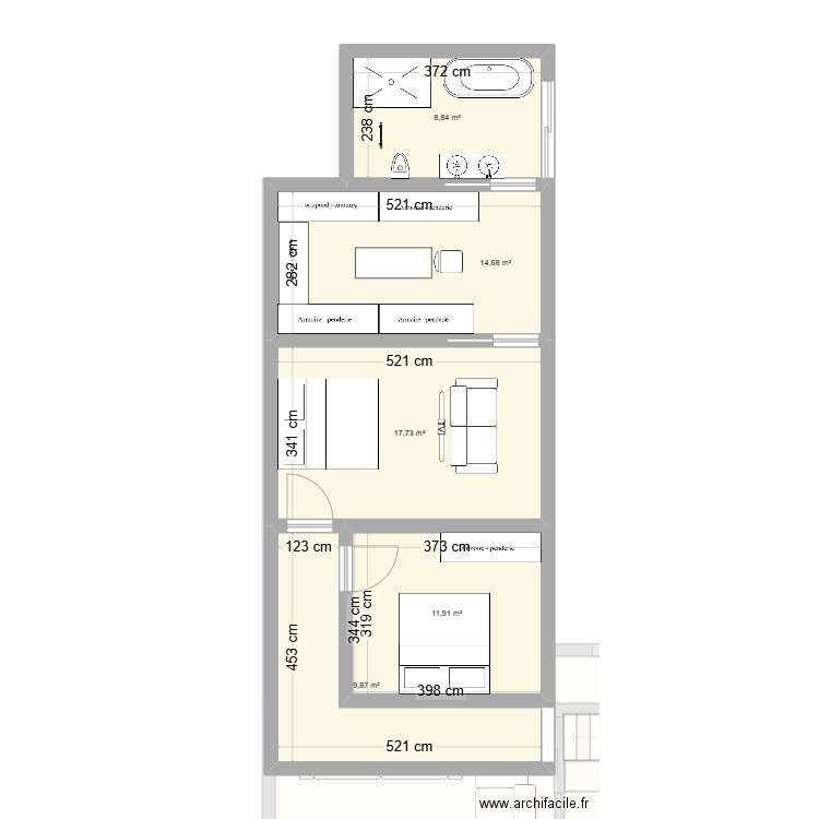 YACHA. Plan de 16 pièces et 217 m2