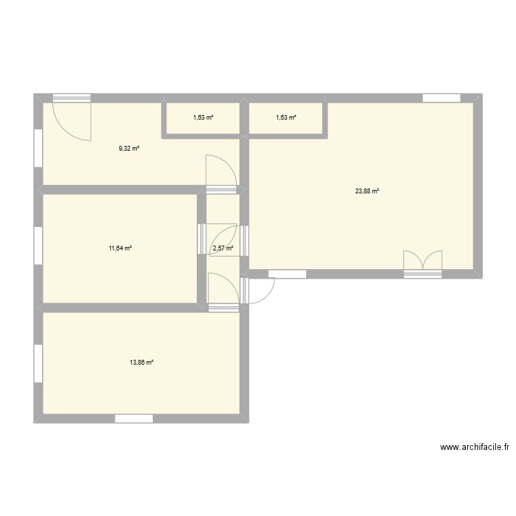 rina. Plan de 7 pièces et 65 m2