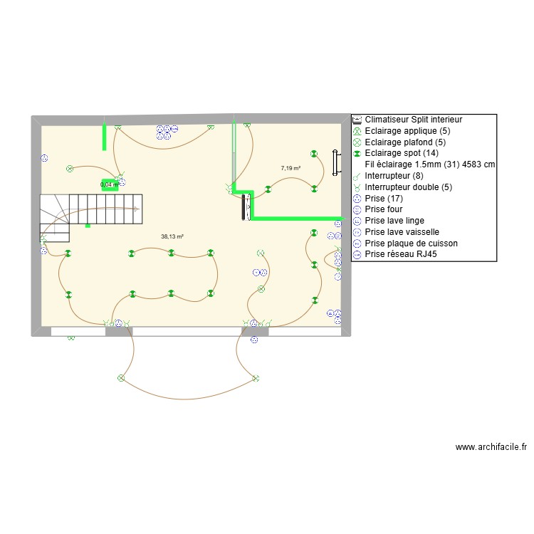 Raulin. Plan de 3 pièces et 45 m2