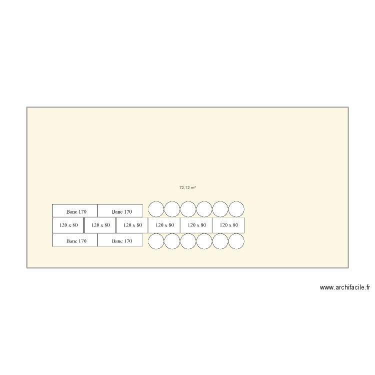 table enfants. Plan de 1 pièce et 72 m2