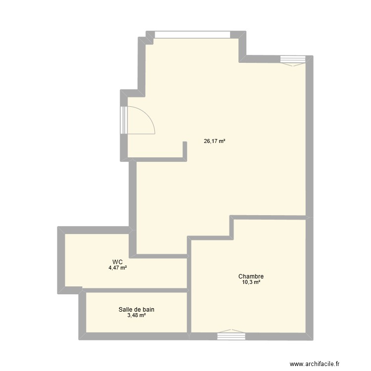 POLLET. Plan de 4 pièces et 44 m2