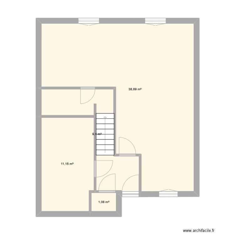 Actuel. Plan de 4 pièces et 61 m2