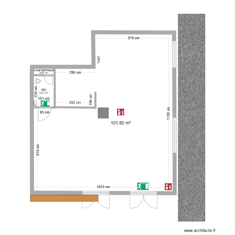 plan origine aménagement extérieur. Plan de 3 pièces et 106 m2