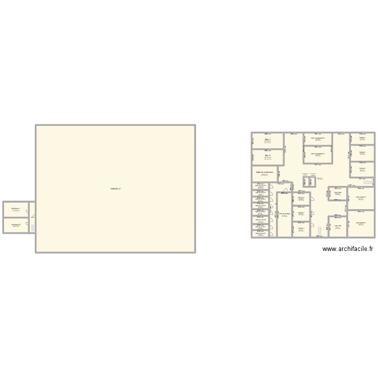 garage. Plan de 32 pièces et 3291 m2