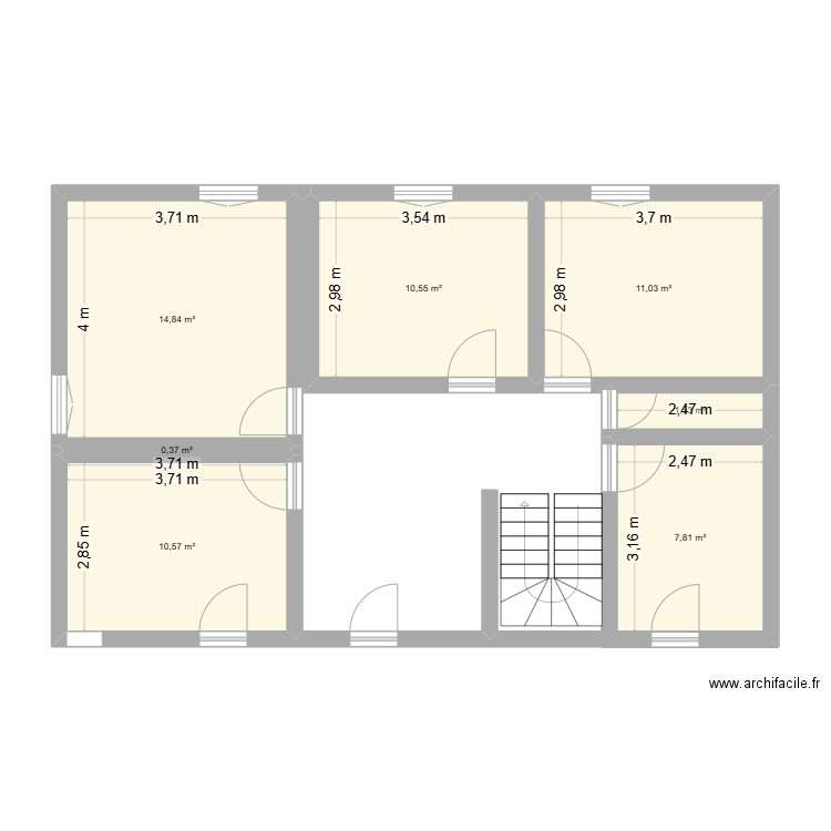 maison Lagraule2. Plan de 7 pièces et 57 m2