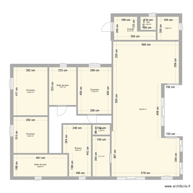 JONAGE. Plan de 12 pièces et 133 m2