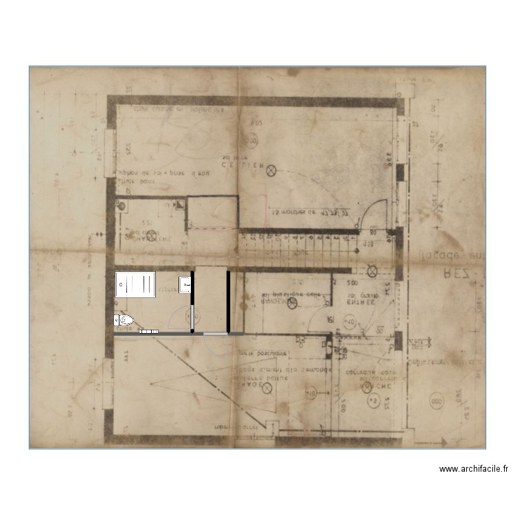 toilette. Plan de 0 pièce et 0 m2