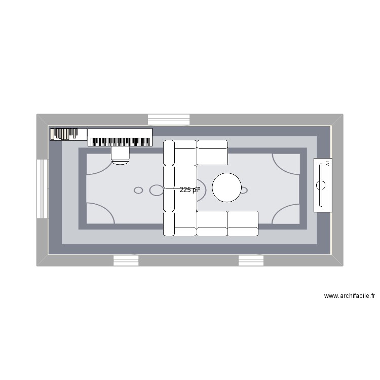 salon . Plan de 1 pièce et 21 m2