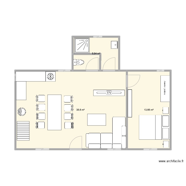 maison. Plan de 3 pièces et 55 m2