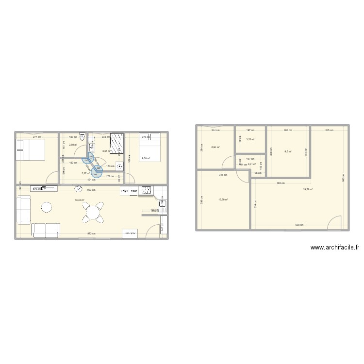 plan 1. Plan de 11 pièces et 132 m2