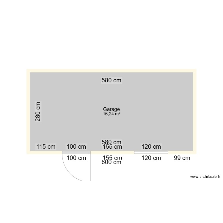 Abri jardin. Plan de 1 pièce et 16 m2