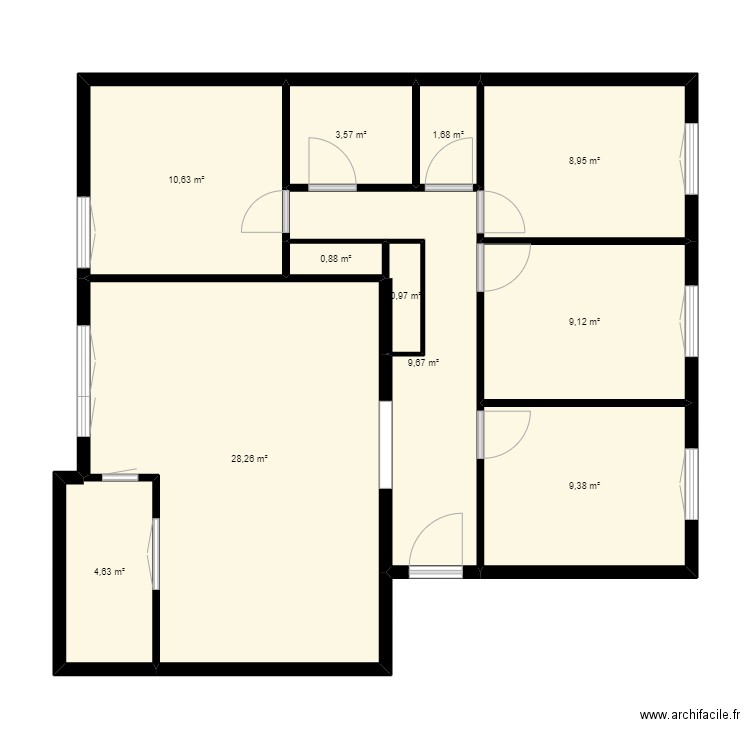 plan appart. Plan de 11 pièces et 88 m2