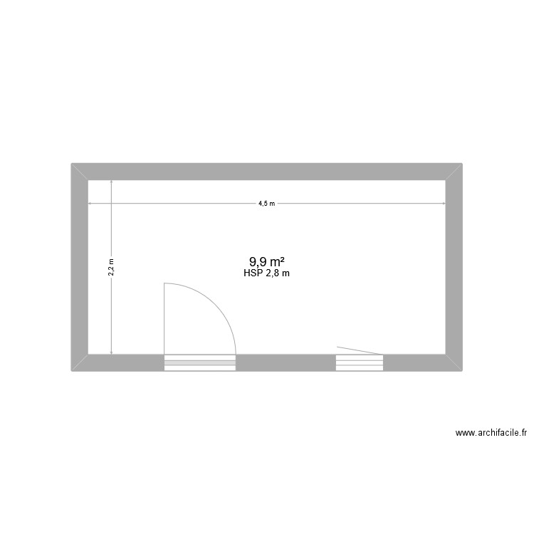 Abris - Jer - Toit plat. Plan de 1 pièce et 10 m2