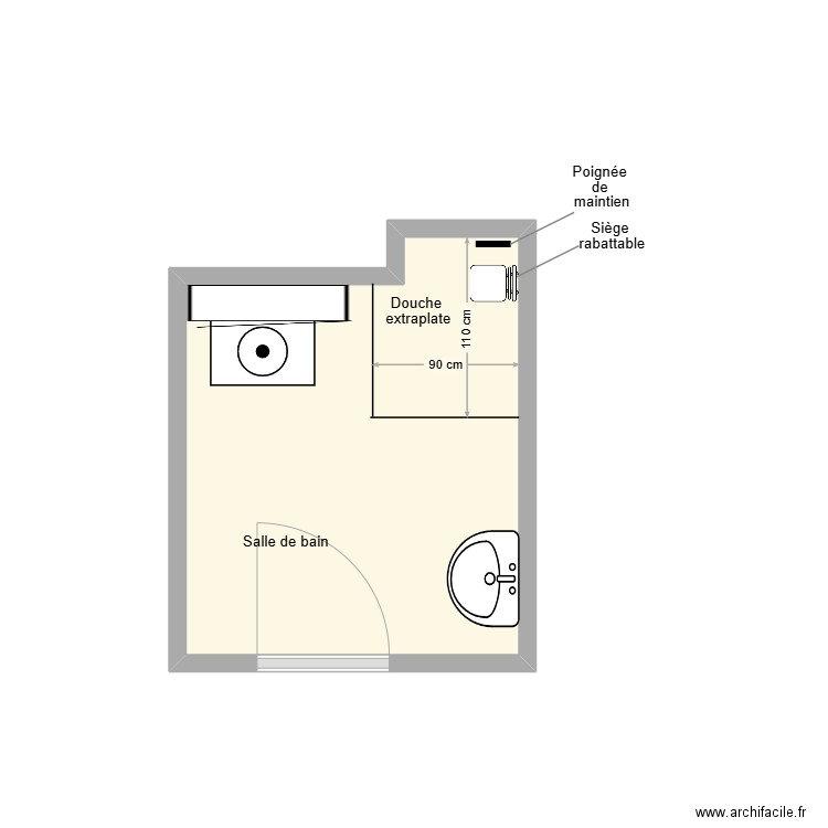 AÏT SDB adaptation. Plan de 1 pièce et 5 m2