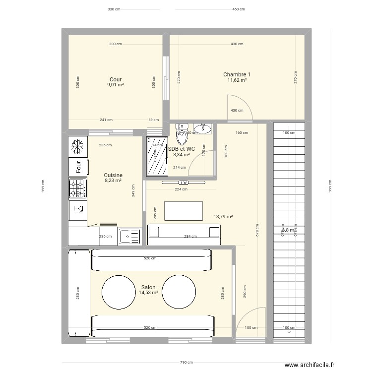 RDC plan2. Plan de 7 pièces et 67 m2