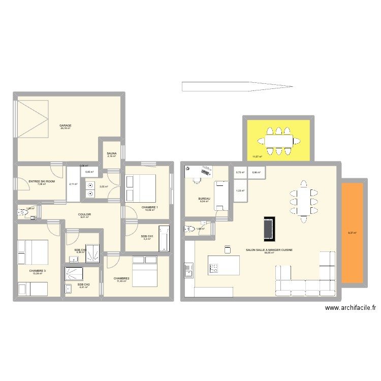 pierre saint martin renovation. Plan de 23 pièces et 207 m2