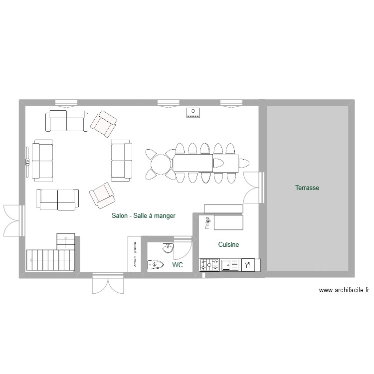 MINOTERIE RDC. Plan de 2 pièces et 104 m2