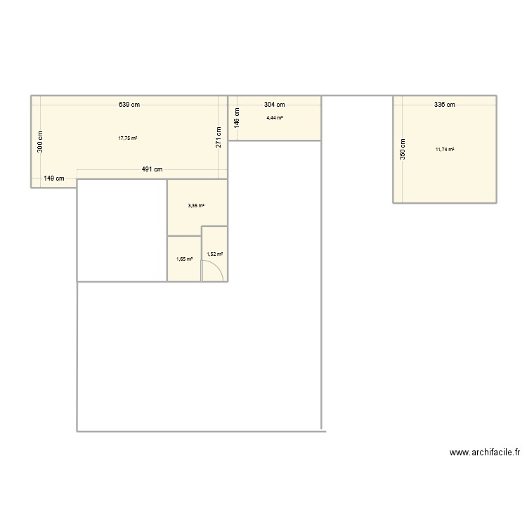 RDC Maison. Plan de 6 pièces et 40 m2