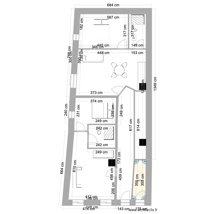 Montpon Menesterol. Plan de 1 pièce et 4 m2