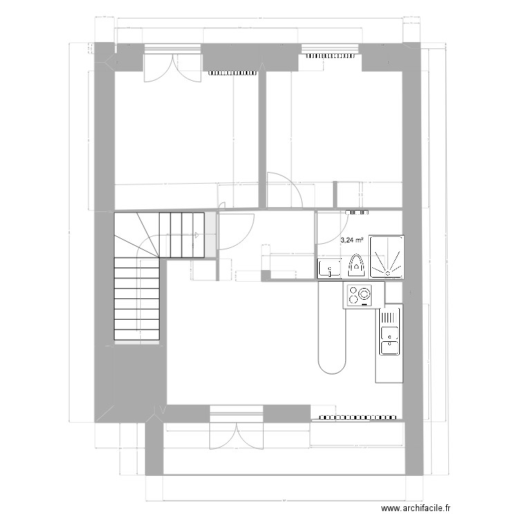 Fontaine 1er V2. Plan de 4 pièces et 10 m2