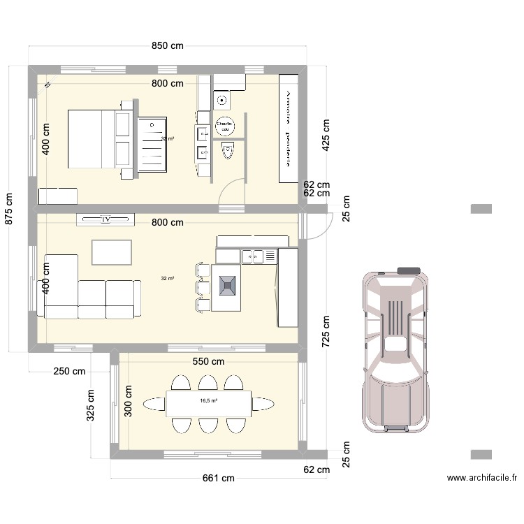 Construction 21 Numero 2. Plan de 3 pièces et 81 m2