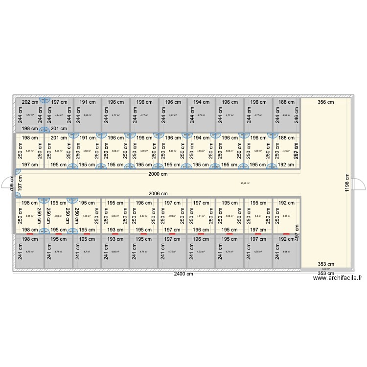 PENSION CANINE. Plan de 41 pièces et 252 m2