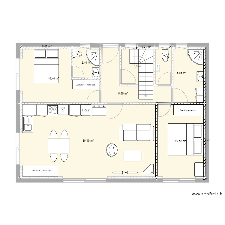 Ploba 2. Plan de 11 pièces et 71 m2