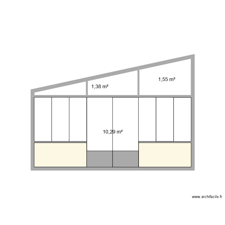 Facade Veranda 2. Plan de 3 pièces et 13 m2