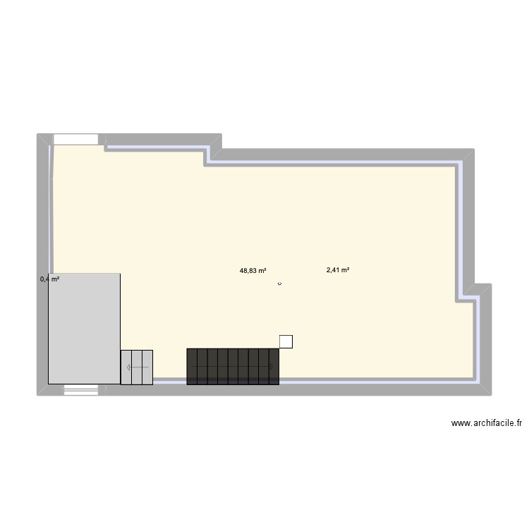 Sous-sol + contour. Plan de 3 pièces et 52 m2