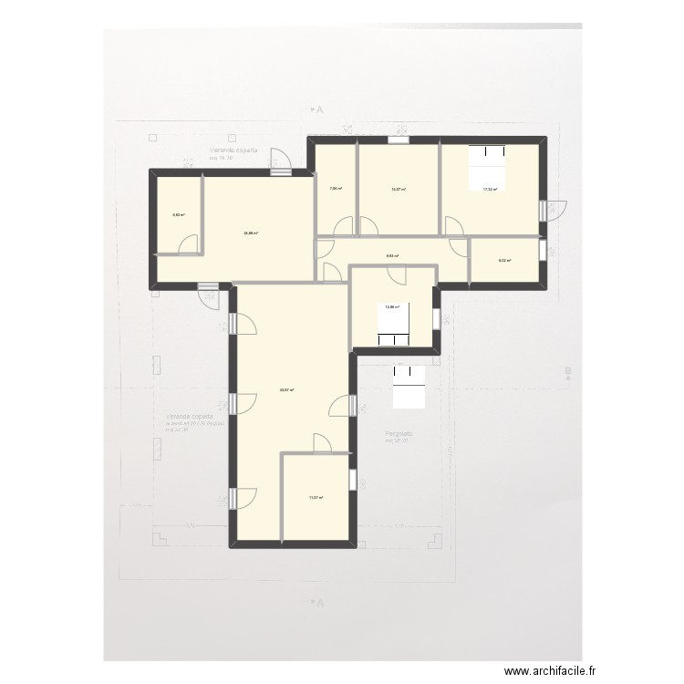 Villa Lasagna. Plan de 10 pièces et 154 m2