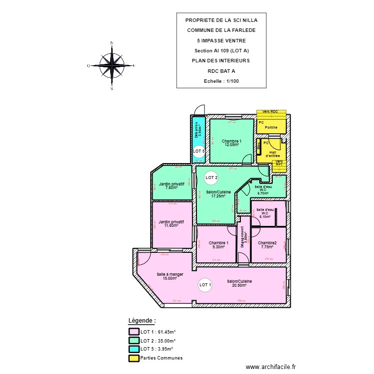 SCI NILLA (RDC BAT A). Plan de 18 pièces et 132 m2