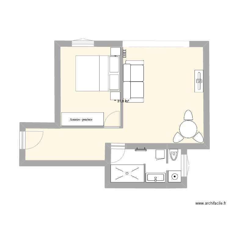 EMMA 5. Plan de 1 pièce et 32 m2