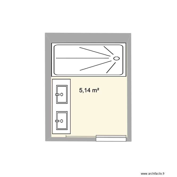 SDB 1. Plan de 1 pièce et 5 m2