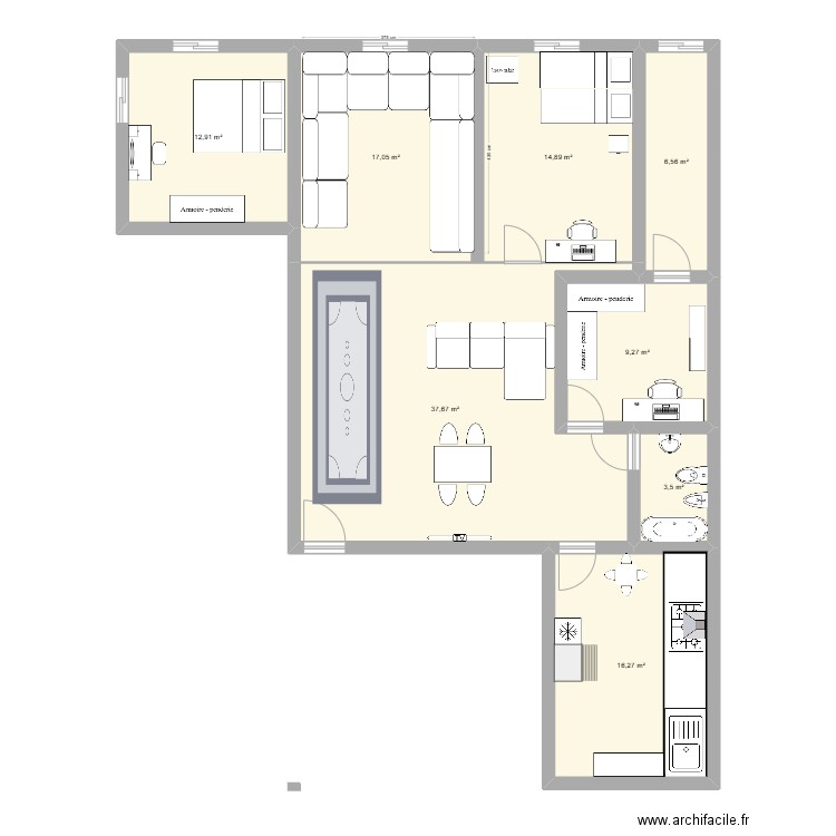 appart Majd. Plan de 8 pièces et 118 m2