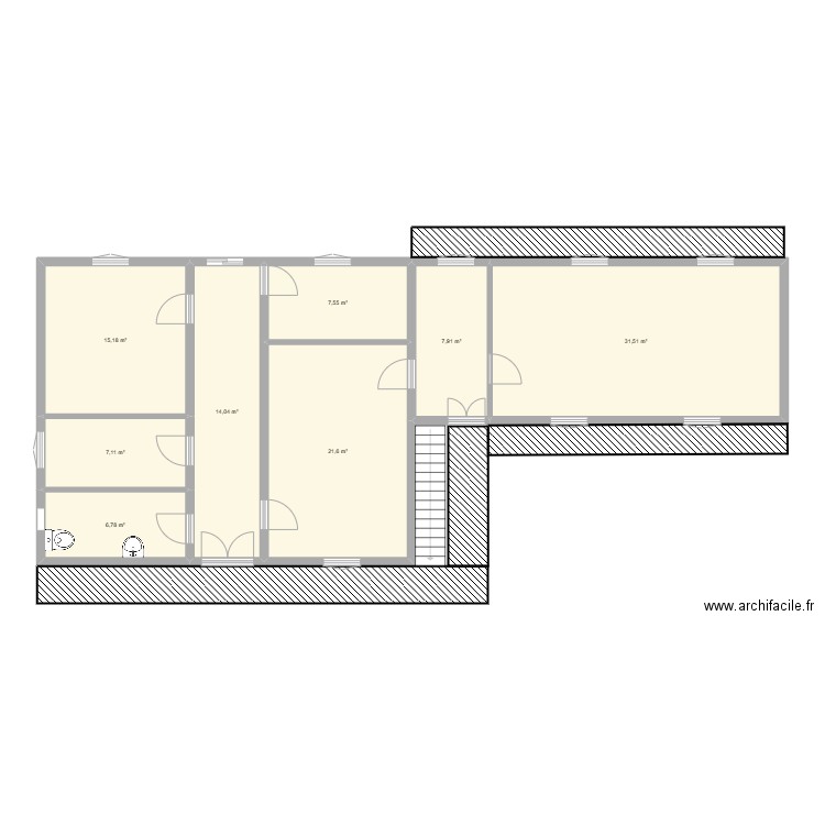 travail. Plan de 8 pièces et 112 m2