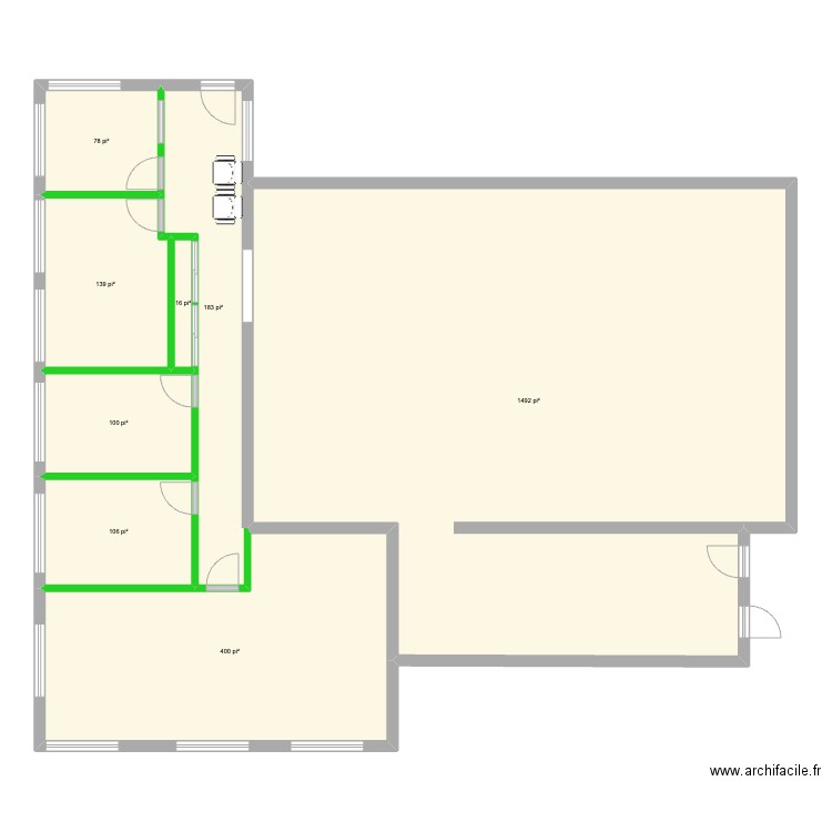 225 Seigneuriale agrandissement 53X18. Plan de 8 pièces et 234 m2