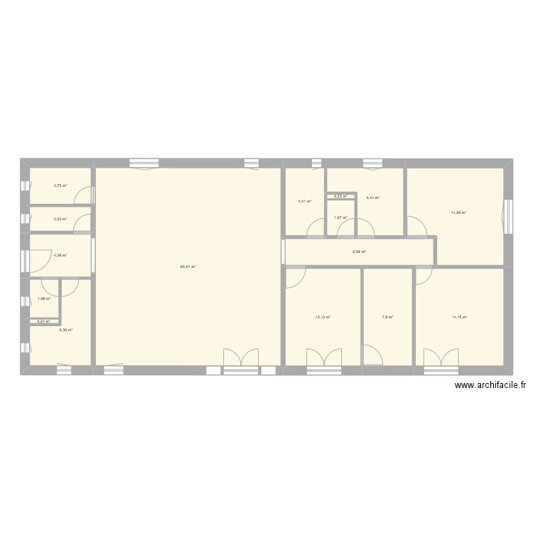 plan maison 1.21. Plan de 16 pièces et 147 m2