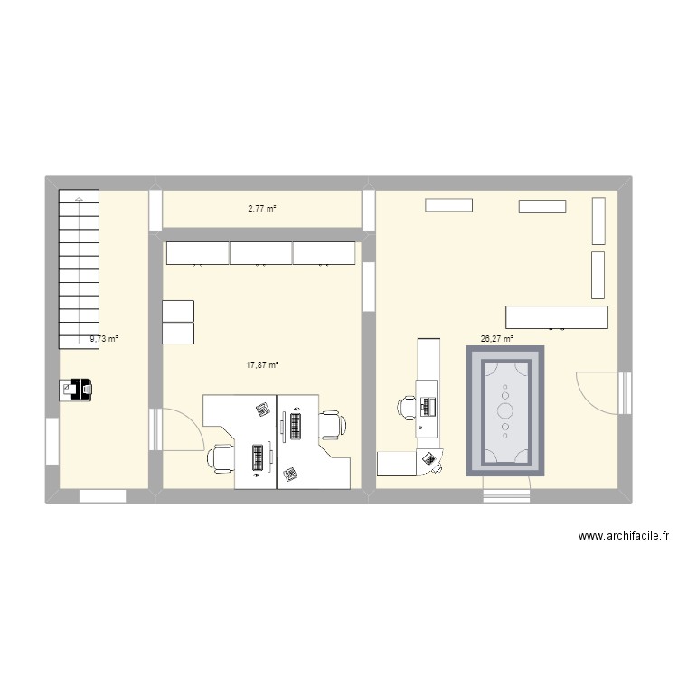 Plan Maison des services. Plan de 4 pièces et 57 m2