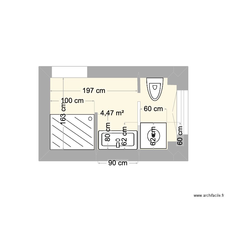 SDB emma. Plan de 1 pièce et 4 m2