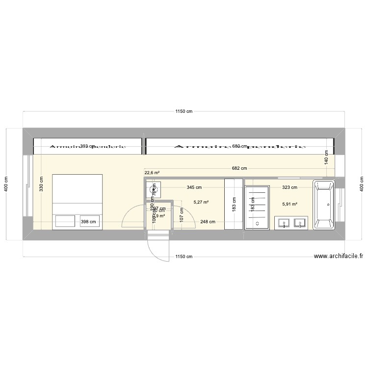 PLAN EXTENSION PLOUBALAY 2. Plan de 4 pièces et 35 m2