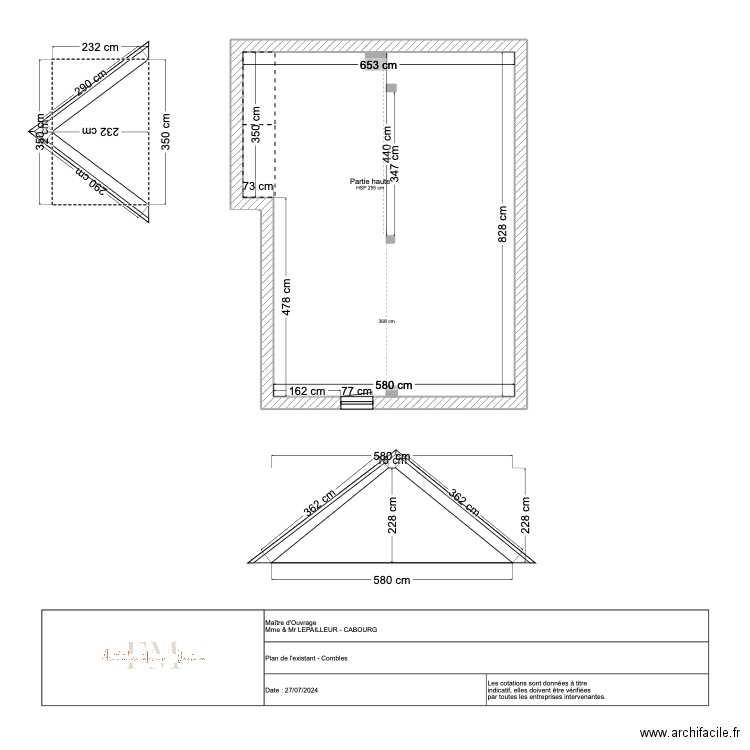 Plan Agencement des combles LEPAILLEUR Cabourg. Plan de 1 pièce et 51 m2