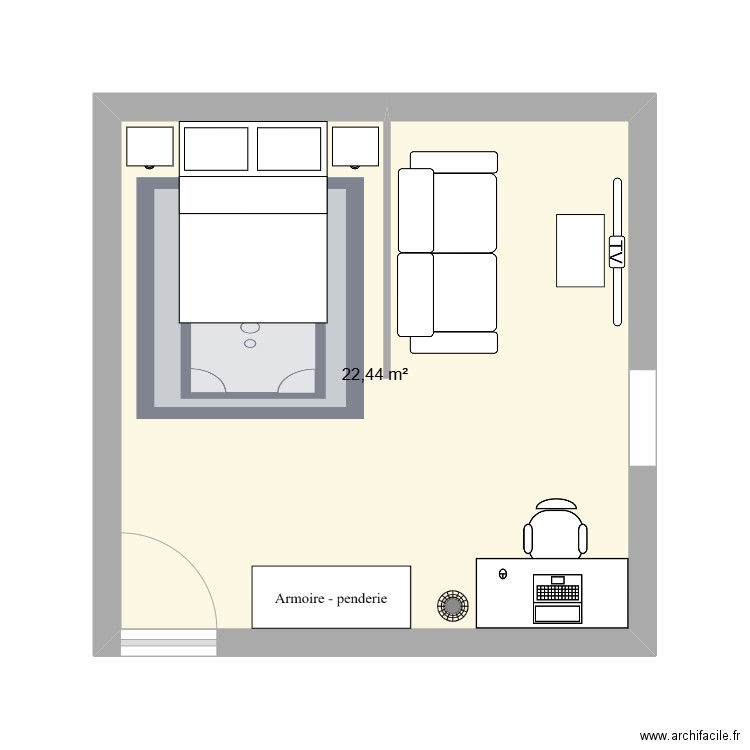 art plastique. Plan de 1 pièce et 22 m2