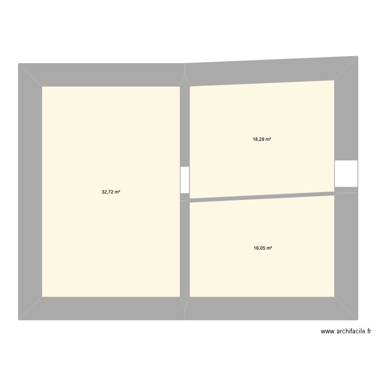 auberge. Plan de 3 pièces et 67 m2