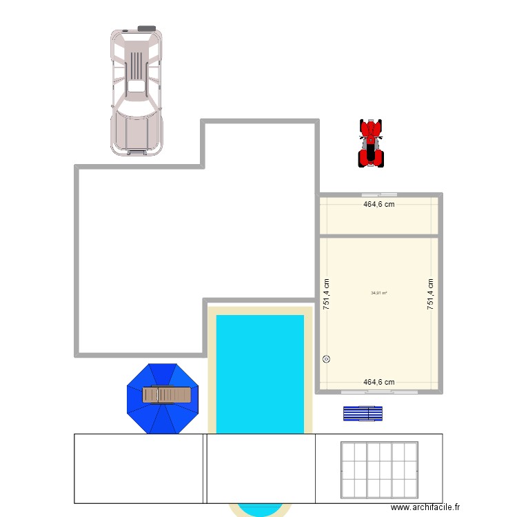 villa germain. Plan de 1 pièce et 35 m2