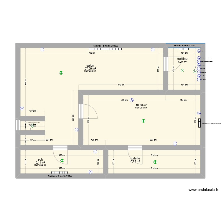 ahmed jybril. Plan de 5 pièces et 64 m2