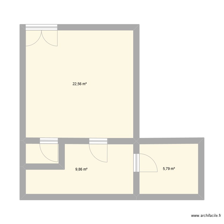 rez-de-chaussé. Plan de 3 pièces et 38 m2