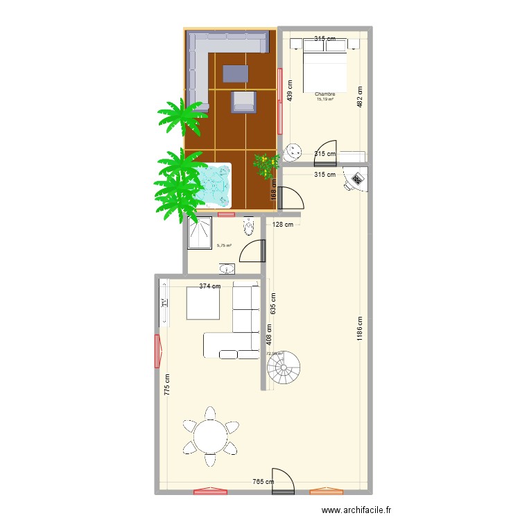 MAISON 2EME. Plan de 3 pièces et 94 m2