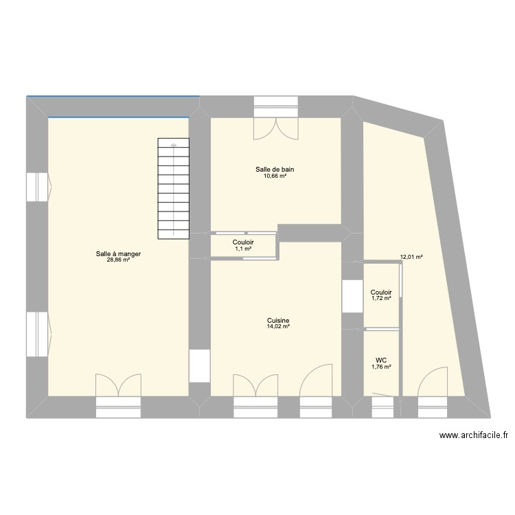 Plan La ville RDC. Plan de 7 pièces et 70 m2