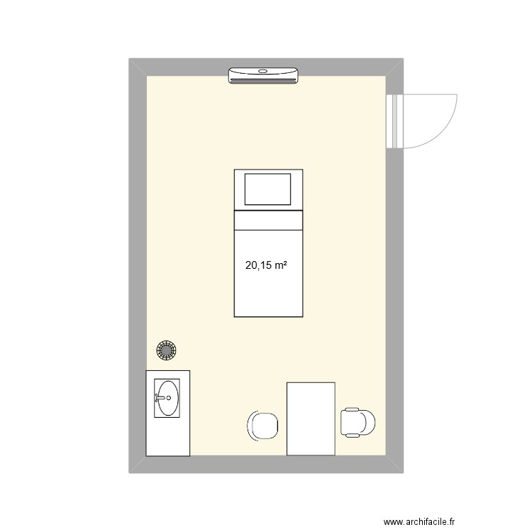 truck. Plan de 1 pièce et 20 m2