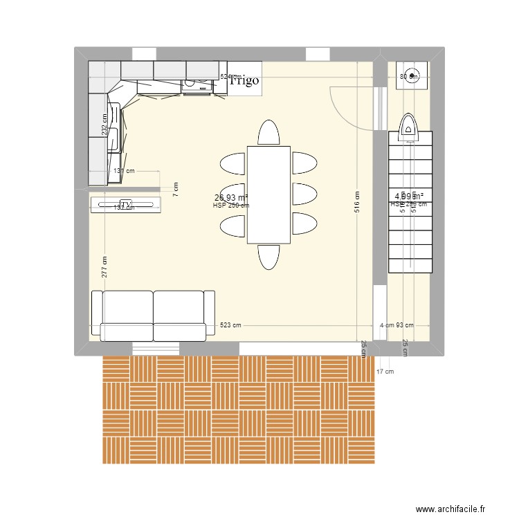 BATIMENT AUQUEMESNIL GITE ter meublé. Plan de 8 pièces et 79 m2